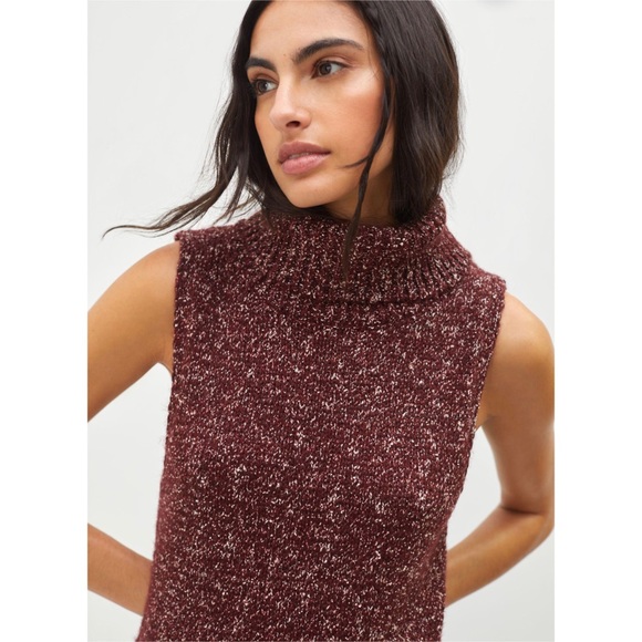 ❌SOLD❌Anthropologie Flowy Maxi Red Wine Tunic Sweater - Picture 4 of 4